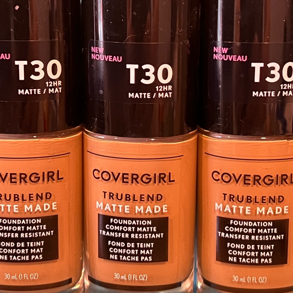 New Set of 3 Covergirl Trublend Matte Made Foundation Warm Honey T30 12 Hour